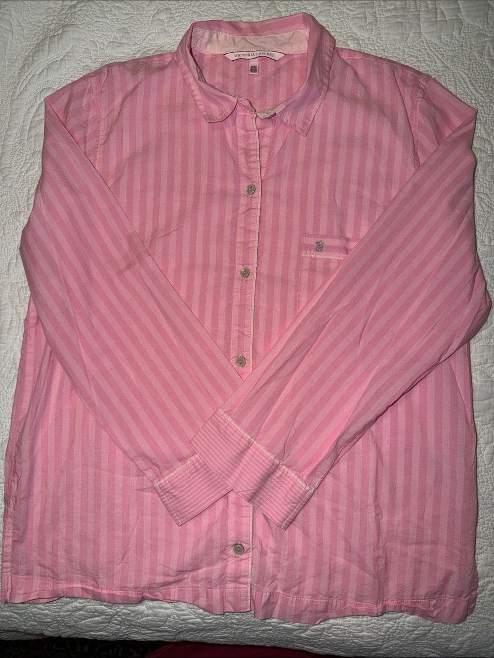 Victoria’s Secret Classic Striped Pink Pajama Set, 3 Pieces, Lightweight Cotton - Picture 6 of 11